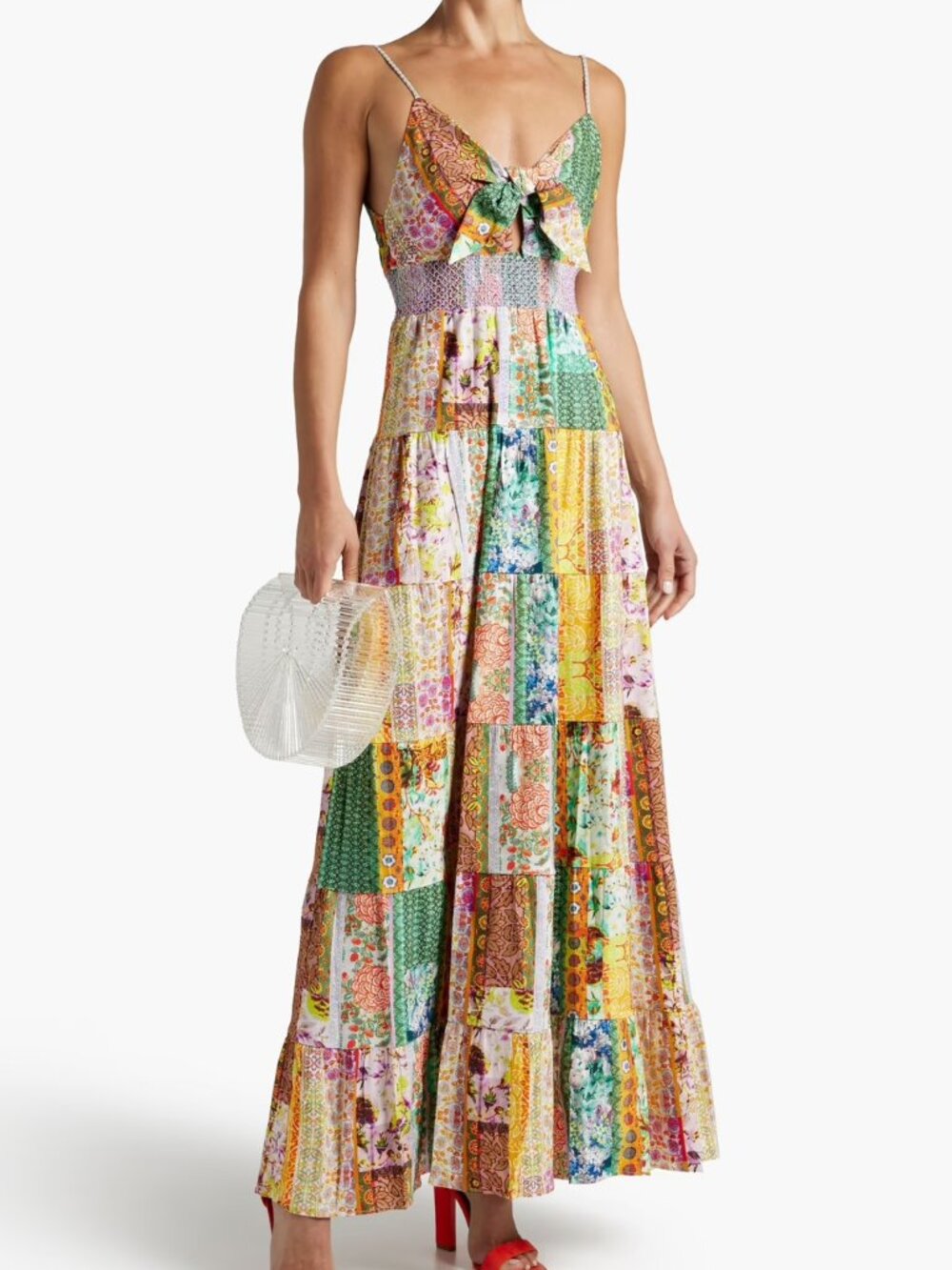 Alice + Olivia Karolina Tie Front Maxi Dress